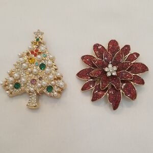 2 Brooches Holiday Themed